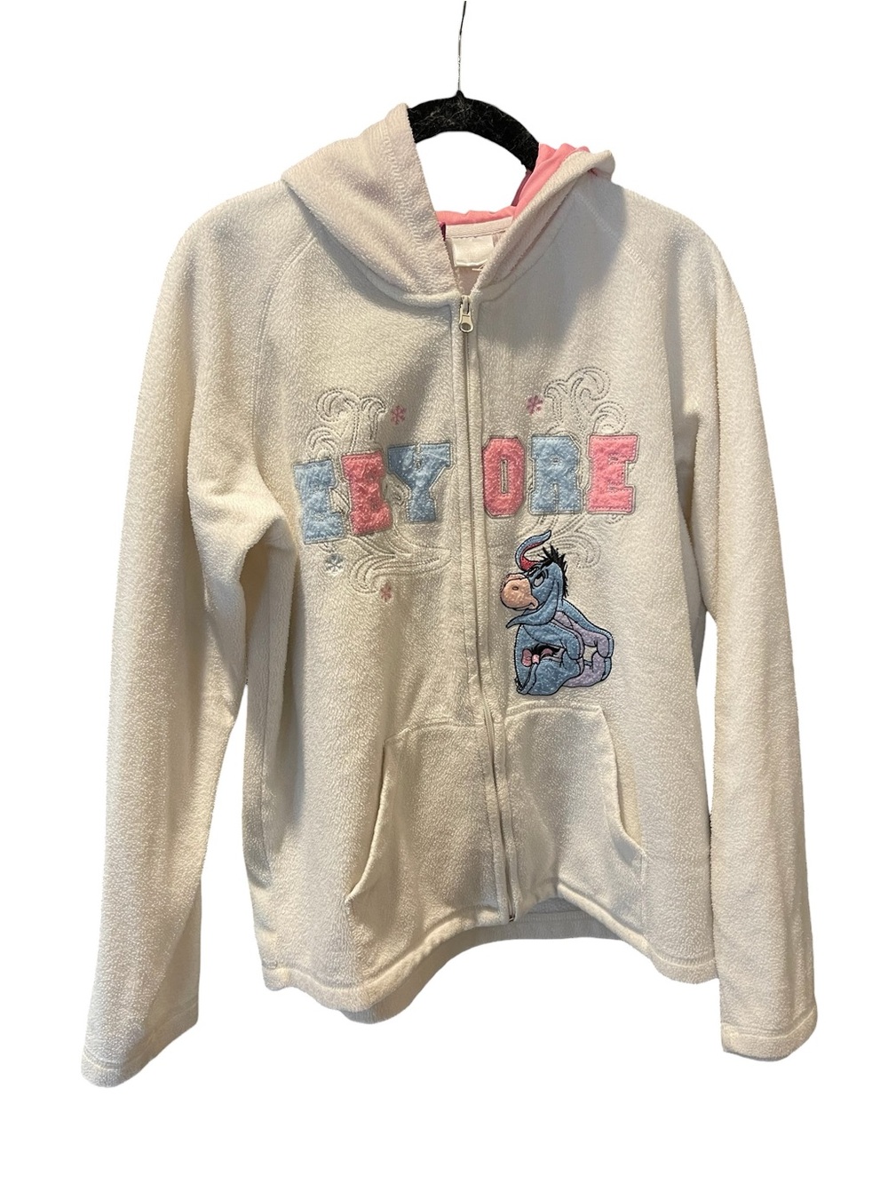 Disney Eeyore White Fleece Zip-Up Hoodie-Adult XL